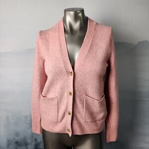 J. Crew Extra-Soft Wool Blend Baby Pink V-Neck Cardigan Sweater | Women's Small